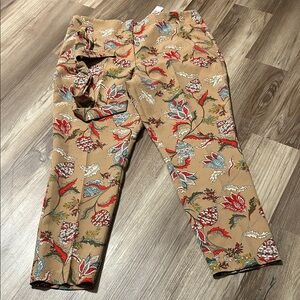New York & Company Floral Ankle Pants - Tan, Red, Blue